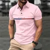 Polos pour hommes Hommes Polo Shirt Mode Fun Lettre Imprimer T-shirt Casual Bouton Été Respirant Business Vêtements Hommes Haut à manches courtes