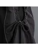 ワークドレスXITAOカジュアルブラックドレスセットファッションルーズトップスカート2ピース非対称のドローストリングパッチワーク装飾DMJ3107