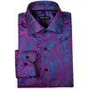 Camicie di lusso per uomo manica lunga in seta viola blu paisley slim fit camicette maschili casual top formali traspirante Barry Wang r7rG #