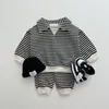 Clothing Sets Boys Girls' Spring Clothes Children's Cool Striped Polo Collar Top Loose Pants Leisure Sports Two Piece Baby Autumn Suits