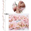 Decorative Flowers Plastic Artificial Cherry Rattan Elegant Pink 1.8M Hanging Garland Fake Flower