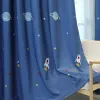 Tende Cartoon Spazio esterno Bambini Tenda oscurante per bambini Ragazzi Camera da letto Blu navy Tende per finestre Tulle ricamato Soggiorno WP020H