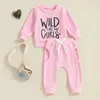 Kleidungssets Kleinkind Mädchen 2-teiliges Outfit Briefdruck Langarm-Sweatshirt und elastische Jogginghose Set Baby süße Herbstkleidung