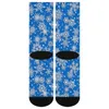 Women Socks Festive Christmas Snowflake Blue White Korean Strumps Ladies Quality Running Sports Autumn Printed Non-Slip