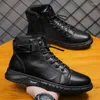 Fitness Ayakkabı Sonbahar Kış Ayak Bileği Botları Siyah Pu Deri Erkekler Marka Açık Yüksek Top Çöl Yürüyüşü Taktik Yan Zip Platform