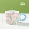 Tazze Tazza in ceramica con fiori creativi e carini con alto valore estetico Tazza stile Instagram Internet Celebrity Hand Gift Acqua