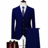 2023 MĘŻCZYZN BUSIN Stripe Slim Fit Wedding Groom Tuxedos Suits Blazer 2 3 szt. Zestaw PROM PROM PROUNTES PROJE CHEIT M-6XL Płaszczowe Spodnie 1209#
