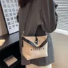 Factory Source High Quality Handbags Is 2024 Fashion Personality Daily Commuter Canvas Letter Printing Cow Horn Buckle Simple Bag One Shoulder Crossbody