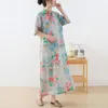 Бальные платья, китайское летнее традиционное платье Cheongsam с принтом, женское платье Ципао в стиле ретро, облегающее платье с короткими рукавами, винтажная мода миди