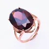 Cluster-Ringe vergoldet 18K Russisch 585 Lila Gold Inlay Rauchstein Ring Luxuriöse exquisite Modefarbe Rose weiblich für Frauen