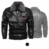 Herren Lederjacke FI Hochwertige abnehmbare Pelzkragen Herbst und Winter dicker Mantel Original bestickte Männer Kleidung n96p #