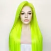 European and American fashion lace front fluorescent yellow wig set long straight hair large lace natural matte high temperature silk chemical fiber glue-free 13*4