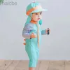 Jednoczęściowe dzieci chłopcy z długim rękawem jednoczęściowe dzieci anty-UV Swimsuits Sun Hat 3D Dinosaur Kids Swim Suit Site Baby Swimsuit 24327