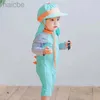 Endelar Baby Boys Girls Långärmad badkläder ett stycke barn anti-uv baddräkter solhatt 3d dinosaurie barn baddräkt söt baby baddräkt 24327