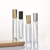 Bouteilles de stockage Bouteille de pulvérisation de parfum en verre carré et rond de 10 ml de long avec buse en aluminium électrochimique