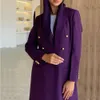 Paarse Blazer Lg Jas Double Breasted Peak Revers Losse Outfits 1 Stuk Formele Kantoorjas Hoge Kwaliteit Luxe Abaya Dubia N9sW#