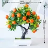Decorative Flowers Plastic Artificial Plant Fake Potted Fruit Orange Tree Office Garden Desktop Party Decor