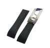 20mm Soft Black Rubber Silicone Watch Band ROL 111261 SUBGMTYM Accessories bracelect with Silver Clasp2839045