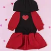 1pc Heart Graphic Pet Hoodie con gonna per abiti caldi per cani autunnali e invernali