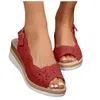 Sandálias femininas oco cunha elegante corte raso fácil em fora de inclinação salto retro roma sapatos mulher 2024 tendência