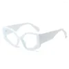 Solglasögon överdimensionerade kattögonblå ljusglasögon färgglada polygon oregelbundna klara glasögon för kvinnor män