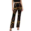 Women's Pants Gold Chain Print High Waisted USA Dollar Sign Korean Fashion Flare Daily Casual Custom Oversized Trousers