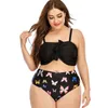 Maillots de bain pour femmes imprimé papillon plus taille femmes bikinis ensembles deux pièces maillots de bain petit frais taille haute noeud papillon maillot de bain de plage