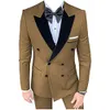 traje Hombre Black Peaked Lapel Jackets With Pants Slim Fit Best Man Formal Groom Wear Wedding Blazer Smoking Masculino Tuxedos 46mh#