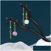 Hairpins Chinese Style Bamboo Tassel Pearl Pendant Hair Stick Retro Hanfu Wooden Hairpin Chopsticks Clips Women Girls Accessories Drop Otu0R