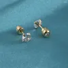 Kolczyki stadnonowe 1PAIR Złote stalowe stal ze stali nierdzewnej CZ Studs ucha Earbe Tragus Daith Dait