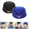 Basker flygvärdens hattar kände att stewardess caps kvinnor flygbolag cosplay flygvärdinna hat pilot kapten kostym