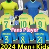 البرازيل 2024 كأس أمريكا كأس كرة القدم قمصان كامسيتا دي فوتول باكيتا رافينا قميص كرة القدم Maillot Marquinhos Vini Jr Brasil Richarlison Men Kids Neymar