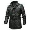 Maxulla Winter Men's Leather JacketカジュアルアウトウェアLGオートバイPUレザージャケット男性ジッパーバイカーレザーコート衣類J1NH＃