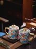 Koppar tefat Jingdezhen Ceramic Cup Tea Water Separation Hushållsfilter Kinesisk stor kapacitet Emaljkontor med lock