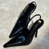 Chic High Heels Stiletto Sandal Black Leather Sexy Heels Sandal External Wear Headband Back Empty Fashion Sandals For Summer Sandal Women 240228