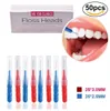 50 pcspack escova de dentes fio dental cabeça higiene oral dental flosser escova interdental palito saudável para dentes cabeça dente pick2039576