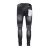 Pur Autumn New Mens Grey Knee Knife Cut Hole Jeans Splash Ink Graffiti Elastic Slim Fit Leggings