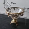 Decorative Figurines American Brass Glass High Relief Fruit Plate Utensils Home Living Room Ornaments Coffee Table Candy Storage Bowl