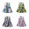 Baby Mädchen Blumen bedrucktes Kleid Prinzessin Kinder Kleidung Kinder Kleinkind Blumendruck Geburtstag Party Kleidung Kind Jugend Weiße Röcke Größe 70-130 cm w5ZF #