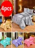 4st Luxury Silk Bedding Set Satin Queen King Size Bed Set Comporter Quilt Däcke Cover Linens med örngott och Bed Sheet 201025920049