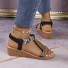 Klänningskor Fashion Ankle Buckle Wedges Sandaler för kvinnor sommar 2024 Patchwork Platform Sandles Woman Thick Sole Gladiator Sandalias Mujer