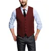 Herringbe Mens Suit Vest Wool Supal Groom's Wear Suit Vest Men Wedding Tuxedo phechcoat بالإضافة