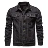 2023 Printemps Hommes Solide Revers Denim Vestes Fi Moto Jeans Vestes Hommes Slim Fit Cott Casual Noir Bleu Manteaux H8CE #