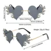Outdoor Eyewear Retro Halloween Costume Accessories Funny Bling Party Glasses Flame Heart Sunglasses Heart-shaped Rimless Sun