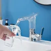 Badezimmer-Waschtischarmaturen, Glas, transparent, Wasserfall-Waschtischarmatur, WC, Waschen und Kalt