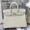 High Genuine Leather Bk Handbag Grade Luxury Head Layer Swift Cowhide Silver Buckle Hand Shoulder Messenger 25cm