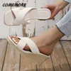 Slippers Slippers Summer Womens Soes 2024 New Fasion Concise Open Toe Woman Plaorm Roman Wedge Ladies ig eels Sandals Large Size H240327