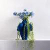 花瓶ホワイトブルーマルチホールラッキーバッグセラミック花瓶の植木鉢デスク装飾人工花装飾的な磁器花柄