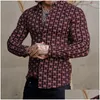 Mäns casual skjortor Mens Autumn Sports Floral Shirt utomhus trend lapel långärmad bottoming Business Drop Delivery Apparel Clothin Dhdju