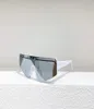 White Silver Mirror Solglasögon för kvinnor Män Flat Top Shield Wrap Glasses Summer Sun Shades Gafas de Sol Sonnenbrille UV400 Eyewea6317806